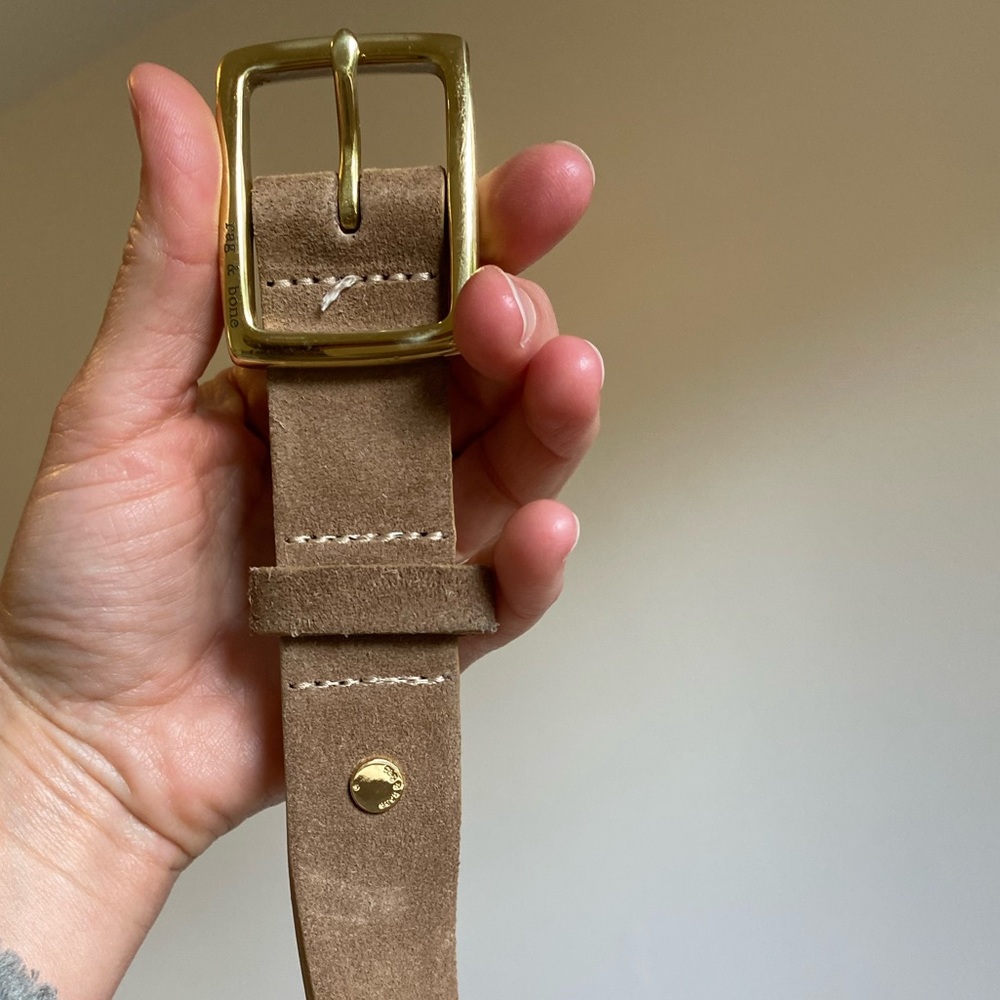 Rag & bone Suede Genuine Leather Belt Gold Hardware Size S